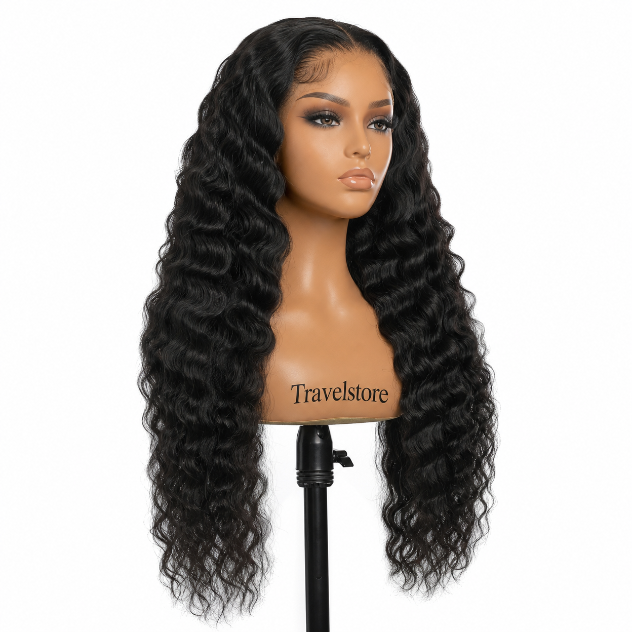 Travelstore Straight Lace Wig Jet Black 1 — 14 Inch Middle Part
